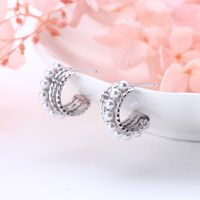 1 Pair Elegant U Shape Geometric Inlay Sterling Silver Artificial Pearls Earrings main image 8