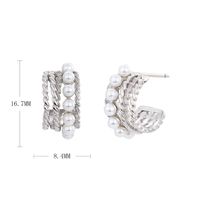 1 Pair Elegant U Shape Geometric Inlay Sterling Silver Artificial Pearls Earrings main image 4