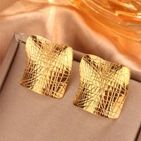 1 Pair Simple Style Sector Leaves Heart Shape Pleated 304 Stainless Steel 18K Gold Plated Ear Studs sku image 14