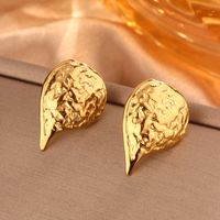 1 Pair Simple Style Sector Leaves Heart Shape Pleated 304 Stainless Steel 18K Gold Plated Ear Studs sku image 1