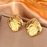 1 Pair Simple Style Sector Leaves Heart Shape Pleated 304 Stainless Steel 18K Gold Plated Ear Studs sku image 15