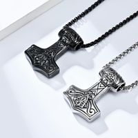Simple Style Hammer 304 Stainless Steel Rhinestones 18K Gold Plated Unisex Pendant Necklace main image 1