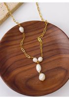 304 Stainless Steel 18K Gold Plated Fairy Style French Style Pearl Pearl Freshwater Pearl Pendant Necklace main image 4