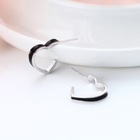 1 Pair Simple Style Heart Shape Epoxy Plating Sterling Silver Ear Studs main image 7