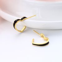1 Pair Simple Style Heart Shape Epoxy Plating Sterling Silver Ear Studs main image 6