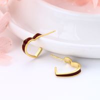 1 Pair Simple Style Heart Shape Epoxy Plating Sterling Silver Ear Studs main image 8