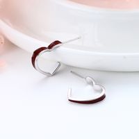 1 Pair Simple Style Heart Shape Epoxy Plating Sterling Silver Ear Studs main image 9