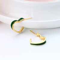 1 Pair Simple Style Heart Shape Epoxy Plating Sterling Silver Ear Studs main image 10