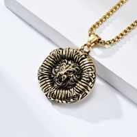 Simple Style Lion 304 Stainless Steel Rhinestones 18K Gold Plated Unisex Pendant Necklace sku image 2