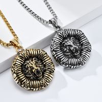 Simple Style Lion 304 Stainless Steel Rhinestones 18K Gold Plated Unisex Pendant Necklace main image 1