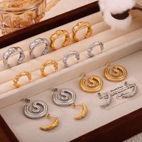 1 Pair IG Style Retro Simple Style C Shape U Shape Spiral Plating 304 Stainless Steel 18K Gold Plated Earrings main image 1