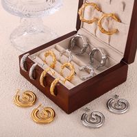 1 Pair IG Style Retro Simple Style C Shape U Shape Spiral Plating 304 Stainless Steel 18K Gold Plated Earrings main image 8