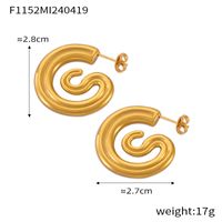 1 Pair IG Style Retro Simple Style C Shape U Shape Spiral Plating 304 Stainless Steel 18K Gold Plated Earrings sku image 6