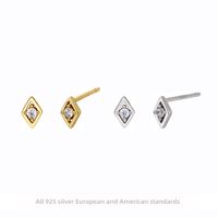1 Pair Simple Style Rhombus Inlay Sterling Silver Artificial Diamond Ear Studs main image 1