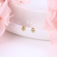 1 Pair Simple Style Rhombus Inlay Sterling Silver Artificial Diamond Ear Studs main image 5