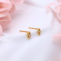 1 Pair Simple Style Rhombus Inlay Sterling Silver Artificial Diamond Ear Studs main image 7