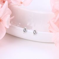 1 Pair Simple Style Rhombus Inlay Sterling Silver Artificial Diamond Ear Studs main image 4
