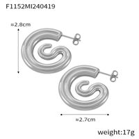 1 Pair IG Style Retro Simple Style C Shape U Shape Spiral Plating 304 Stainless Steel 18K Gold Plated Earrings sku image 4