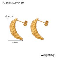 1 Pair IG Style Retro Simple Style C Shape U Shape Spiral Plating 304 Stainless Steel 18K Gold Plated Earrings sku image 2