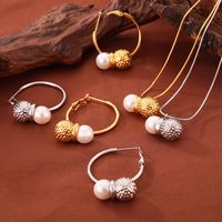304 Stainless Steel Artificial Pearl 18K Gold Plated Casual Hip-Hop Simple Style Plating Round Peanut Artificial Pearls Jewelry Set main image 8