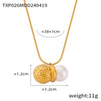 304 Stainless Steel Artificial Pearl 18K Gold Plated Casual Hip-Hop Simple Style Plating Round Peanut Artificial Pearls Jewelry Set main image 2