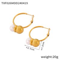 304 Stainless Steel Artificial Pearl 18K Gold Plated Casual Hip-Hop Simple Style Plating Round Peanut Artificial Pearls Jewelry Set sku image 3