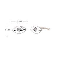 1 Paire Style Simple L'oeil Du Diable Ovale Placage Incruster Argent Sterling Diamant Artificiel Boucles D'oreilles main image 5
