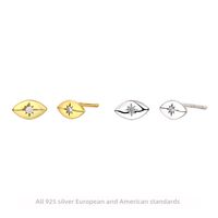 1 Paire Style Simple L'oeil Du Diable Ovale Placage Incruster Argent Sterling Diamant Artificiel Boucles D'oreilles main image 1
