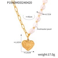 Casual Vacation Simple Style Round Water Droplets Heart Shape 304 Stainless Steel Natural Stone Freshwater Pearl Plating 18K Gold Plated Women's Pendant Necklace sku image 3