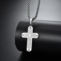 304 Stainless Steel 18K Gold Plated Simple Style Cross Rhinestones Pendant Necklace main image 1