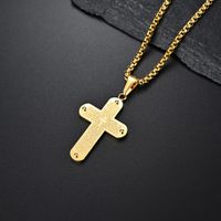 304 Stainless Steel 18K Gold Plated Simple Style Cross Rhinestones Pendant Necklace main image 5