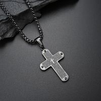 304 Stainless Steel 18K Gold Plated Simple Style Cross Rhinestones Pendant Necklace main image 4