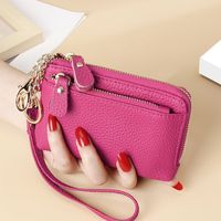 Women's All Seasons Leather Solid Color Fashion Square Zipper Coin Purse sku image 17