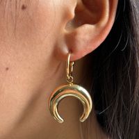 1 Pair Vintage Style Simple Style Moon Plating 304 Stainless Steel 18K Gold Plated Drop Earrings main image 1