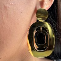 1 Pair Casual Classic Style Solid Color Plating 304 Stainless Steel 18K Gold Plated Drop Earrings main image 3