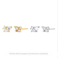 1 Pair Ins Style Simple Style Round Sterling Silver Plating Inlay Zircon White Gold Plated Gold Plated Ear Studs main image 1