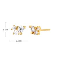 1 Pair Ins Style Simple Style Round Sterling Silver Plating Inlay Zircon White Gold Plated Gold Plated Ear Studs sku image 2