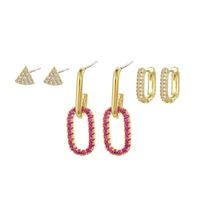 Elegant Streetwear Geometric Star Moon Copper Drop Earrings sku image 13