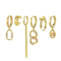 Elegant Streetwear Geometric Star Moon Copper Drop Earrings sku image 6