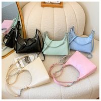 Women's Pu Leather Solid Color Classic Style Sewing Thread Zipper Shoulder Bag main image video