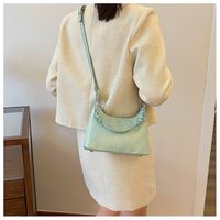 Women's Pu Leather Solid Color Classic Style Sewing Thread Zipper Shoulder Bag sku image 3