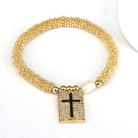 Copper 18K Gold Plated Elegant Vintage Style Luxurious Plating Inlay Cross Heart Shape Zircon Bracelets sku image 6