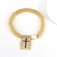 Copper 18K Gold Plated Elegant Vintage Style Luxurious Plating Inlay Cross Heart Shape Zircon Bracelets main image 6