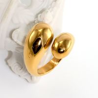 316L Stainless Steel  18K Gold Plated Modern Style Classic Style Shiny Metallic Water Droplets Solid Color Open Rings Rings main image 9