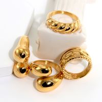 316L Stainless Steel  18K Gold Plated Modern Style Classic Style Shiny Metallic Water Droplets Solid Color Open Rings Rings main image 4