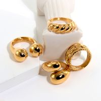 316L Stainless Steel  18K Gold Plated Modern Style Classic Style Shiny Metallic Water Droplets Solid Color Open Rings Rings main image 7