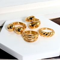 316L Stainless Steel  18K Gold Plated Modern Style Classic Style Shiny Metallic Water Droplets Solid Color Open Rings Rings main image 3