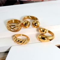 316L Stainless Steel  18K Gold Plated Modern Style Classic Style Shiny Metallic Water Droplets Solid Color Open Rings Rings main image 1