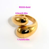 316L Stainless Steel  18K Gold Plated Modern Style Classic Style Shiny Metallic Water Droplets Solid Color Open Rings Rings main image 2