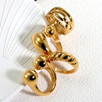 316L Stainless Steel  18K Gold Plated Modern Style Classic Style Shiny Metallic Water Droplets Solid Color Open Rings Rings main image 6